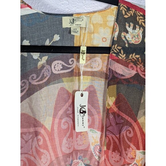 NWT JC Sunny Kimono Wrap Beautiful Indian Elephant Print Boho Old Money - Picture 2 of 6